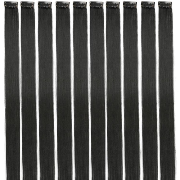 5 Pcs 20 Inches Black Synthetic Hair Extensions - Picture 2 of 5